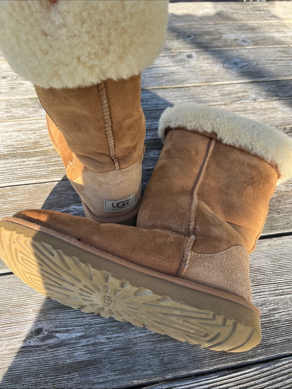 UGG Chestnut Suede Shearling Boots